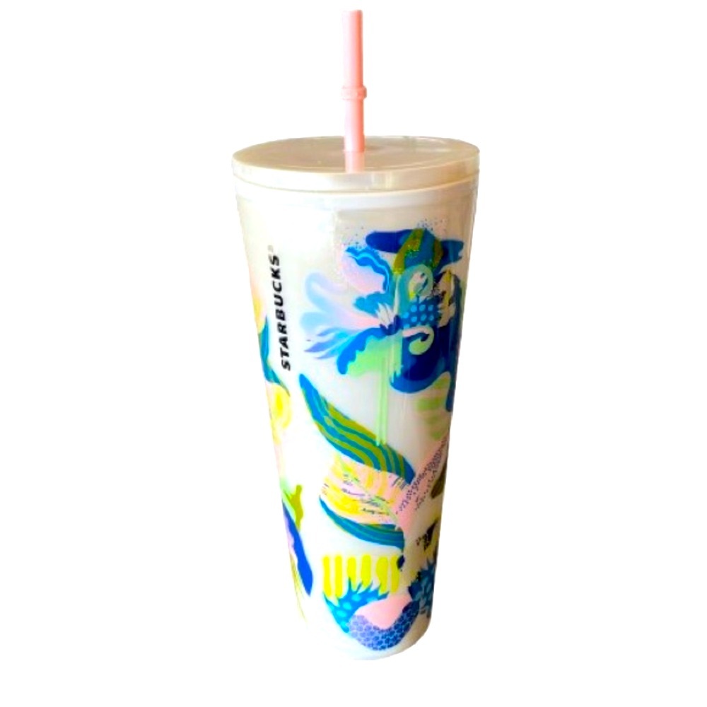 Starbucks Limited Edition Summer 2024 White Pearl Marble Floral Venti Tumbler